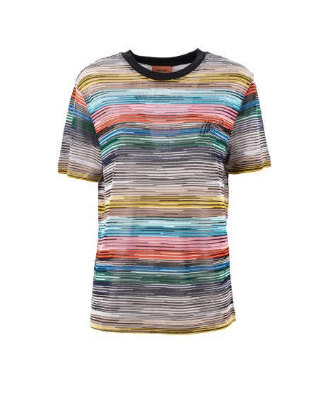 Shop MISSONI  T-shirt: Missoni t-shirt muticolor.
Maniche corte.
Logo a scritta in corsivo.
Vestibilità regolare.
Composizione: 97% viscosa, 3% fibre metalizzate.
Made in Italy.. DS24WL08 BT0088-SM9D1